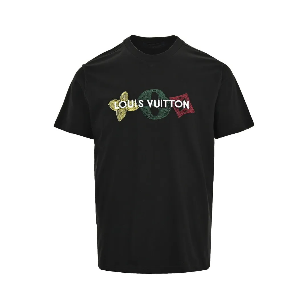 Louis Vuitton/Louis Vuitton 24ss embroidered three-letter short sleeves